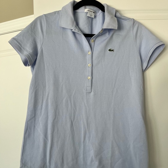 Lacoste Sky Blue Button Down Short Sleeve Polo Tee - Picture 5 of 7
